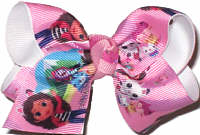 Toddler Gabby's Dollhouse over White Double Layer Overlay Bow